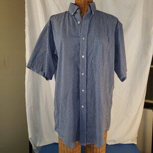 Berkley & Jensen Men's Blue Gingham Button Down Shirt - L